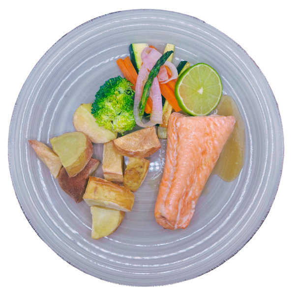 Honey Garlic Glazed Salmon con patatas